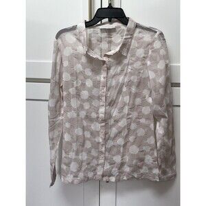 Evelin Brandt Puckered Long Sleeve Shirt Sheer Pink Button Down Womens Sz 4 XS